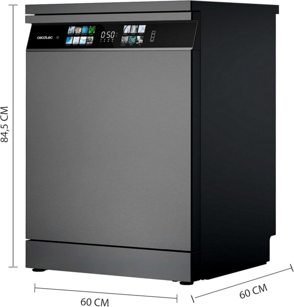 Lave-vaisselle Cecotec 60cm Bolero Aguazero 6700 B Lave-vaisselle blanc, 15 couverts, Classe B, moteur Inverter Plus, O2 Dry, Lavage Dual Zone, Plateau réglable, Turbo Dry+ et Demi-charge.