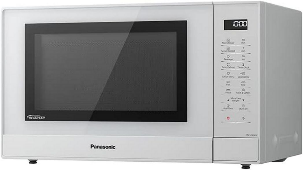 Four à micro-ondes et grill Panasonic NN-GT46KBSUG avec plateau tournant, 31 litres, acier inoxydable, 1 000 W, puissance du gril : 1 100 W, 24 programmes automatiques, écran LCD, capteur Genius, menu Junior, noir