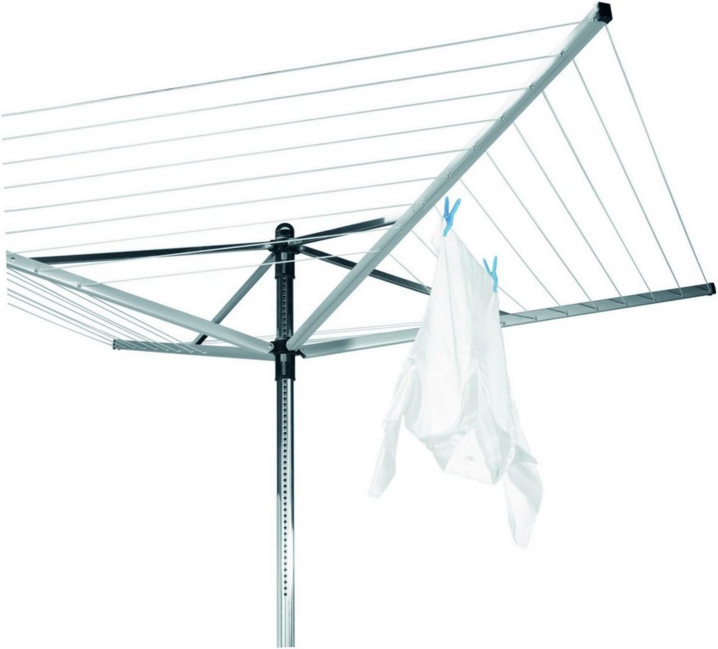 Brabantia - Séchoir à linge Lift-O-Matic - Étendoir à linge d'extérieur - Antidérapant - Résistant aux UV, 60 m - Rotation fluide - Pratique - Douille métallique à planter - Gris métallisé - 295 cm
