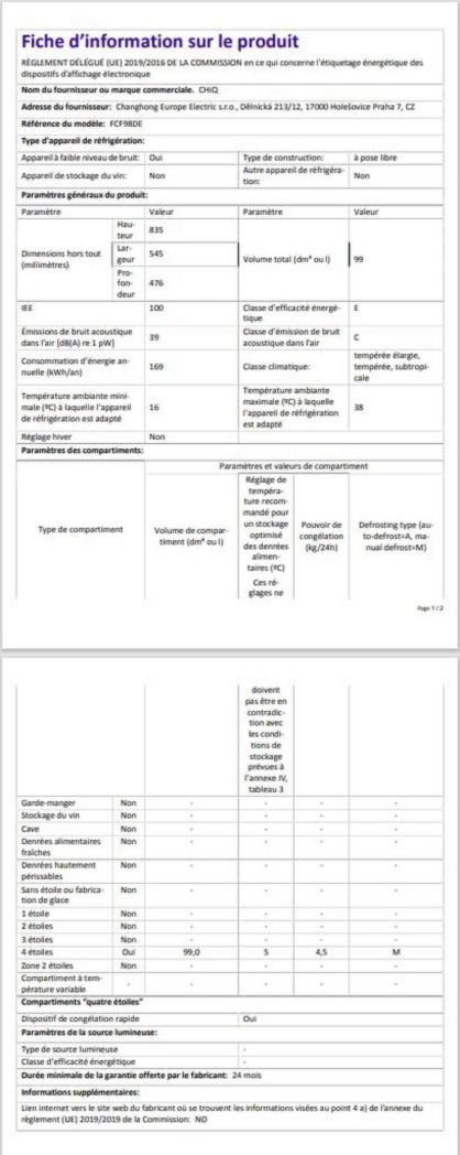 Congélateur coffre CHIQ 142 L, 63,5 x 55,6 x 83,5 cm, congélateur Inverter, affichage de la température extérieure, congélation rapide -32 °C, grille métallique, faible niveau sonore