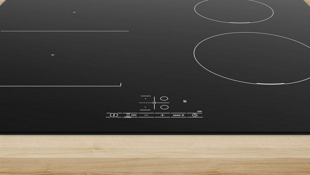 Bosch PUJ611BB5E, Série 4, Table de cuisson à induction, 3 feux, 60 cm, Noir, Sans cadre