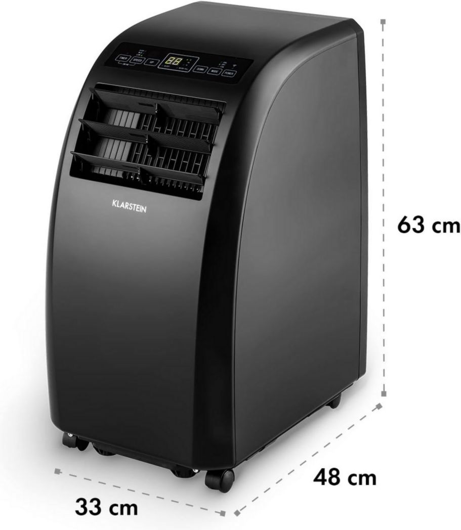 Climatiseur mobile silencieux Klarstein, 4 en 1, mode nuit, déshumidificateur, ventilateur, mini climatiseur basse consommation, évacuation, climatiseur portable, puissant, 10 000 BTU