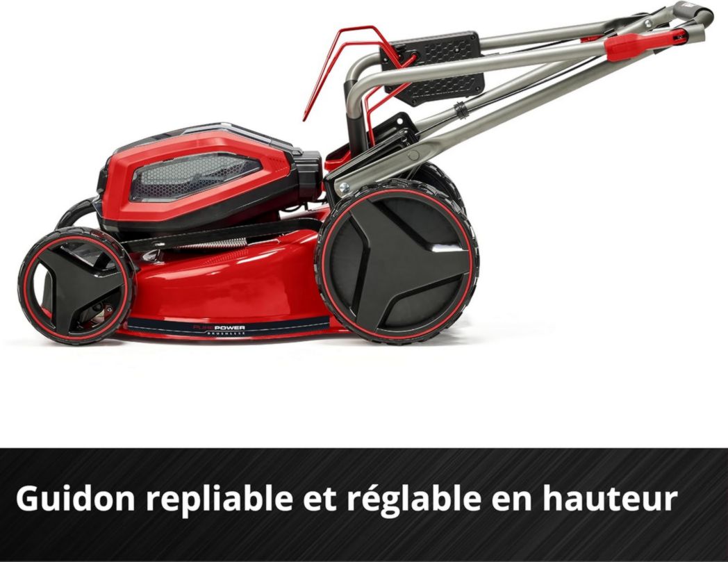 Tondeuse à gazon professionnelle sans fil Einhell GP-CM 36/47 S HW Li Power X-Change (36 V, largeur de coupe 47 cm, autotractée, moteur sans balais) Livrée avec 4 batteries 4,0 Ah et 2 chargeurs doubles