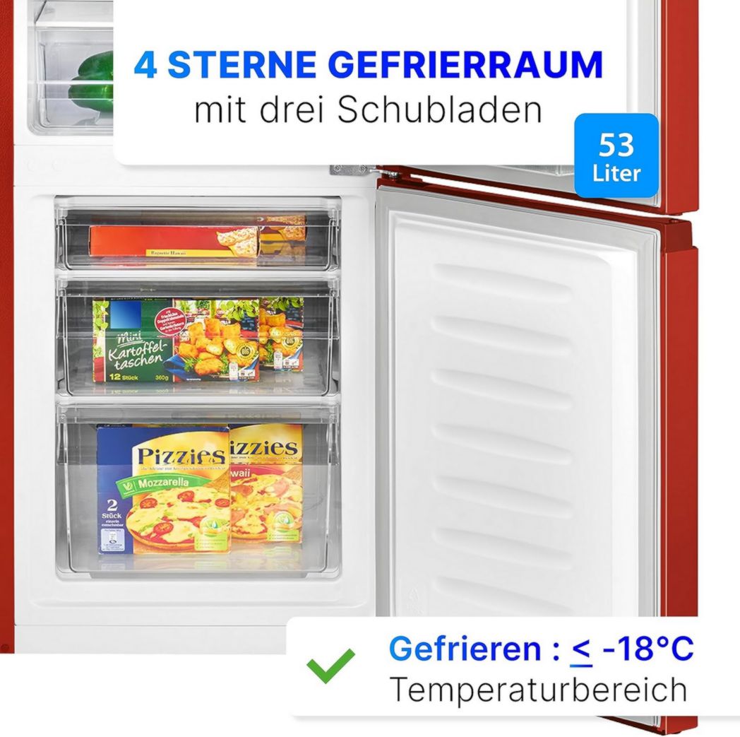 Réfrigérateur et congélateur Bomann KG320, 175 L, contrôle de température continu, charnières de porte à droite, interchangeables, pieds réglables, noir