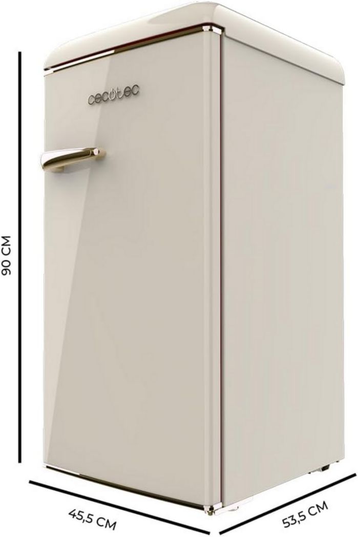 Mini-réfrigérateur Cecotec Bolero CoolMarket TT Origin 45 Rouge. Réfrigérateur de table rétro 45 L, 55 cm de haut, 44,7 cm de large, classe énergétique E, bac à glaçons et poignée chromée, rouge.