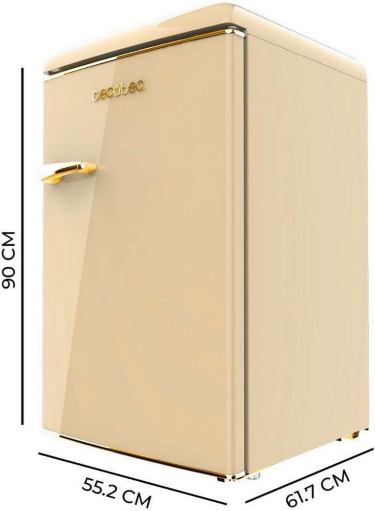 Mini-réfrigérateur Cecotec Bolero CoolMarket TT Origin 45 Rouge. Réfrigérateur de table rétro 45 L, 55 cm de haut, 44,7 cm de large, classe énergétique E, bac à glaçons et poignée chromée, rouge.