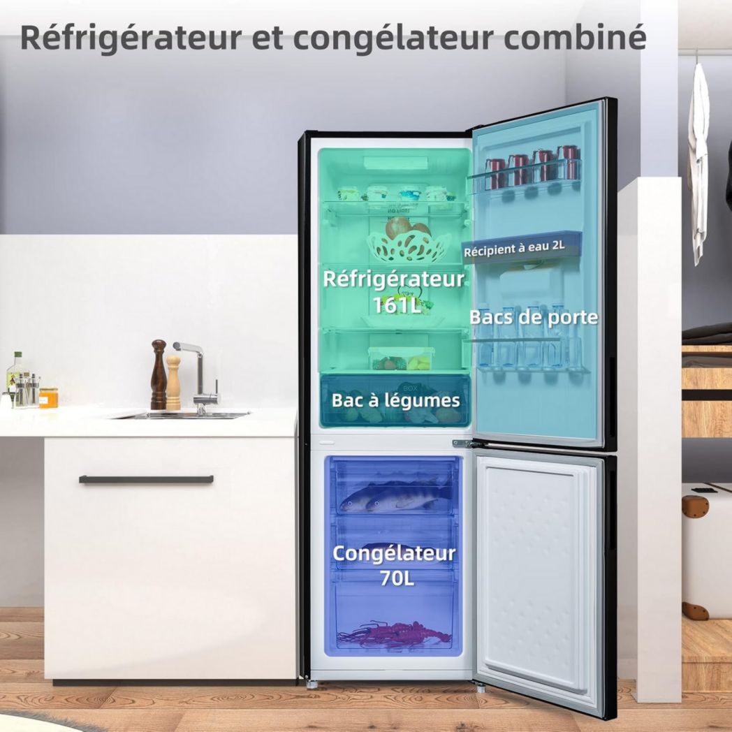 Réfrigérateur congélateur inférieur CHIQ FBM157L42 157 L (109 + 48), largeur 47 cm, Low Frost, 39 dB, portes réversibles, garantie 12 ans sur le compresseur