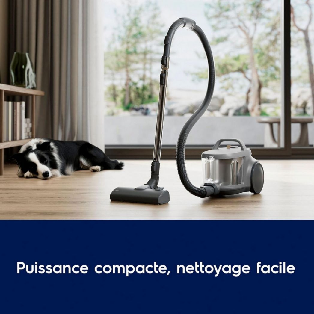 Electrolux Animal 600, aspirateur traîneau sans sac, accessoires pour poils d'animaux, filtration en 6 étapes, gain de place, technologie cyclonique, 55 % de matériaux recyclés, EL61A4UG, gris