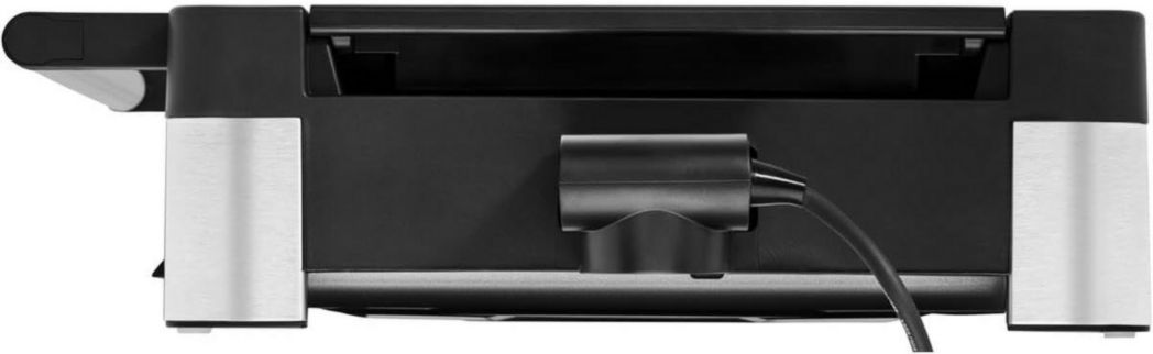 Barbecue électrique de table WMF Lono, acier inoxydable mat, avec couvercle en verre, 2 200 W, plaque de cuisson revêtue