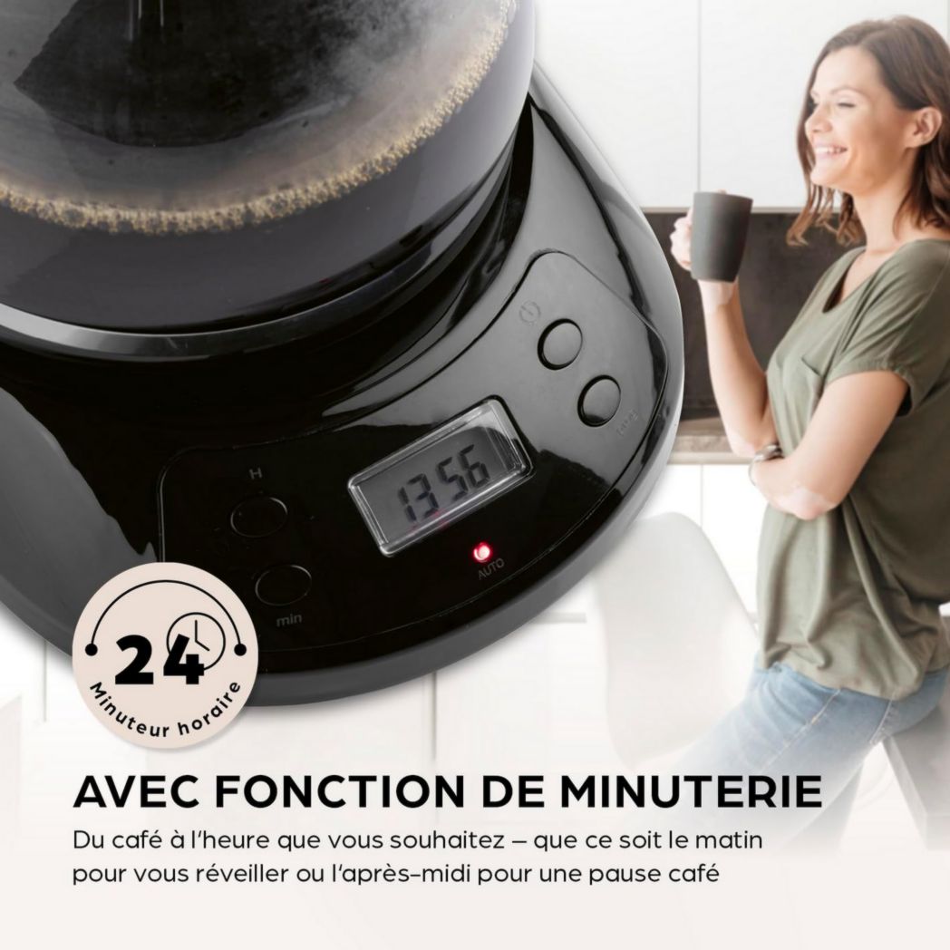 Cafetière filtre Barista avec verseuse isotherme de 1 L pour 12 tasses de café, machine à café à grains avec moulin et affichage numérique, fonction minuterie