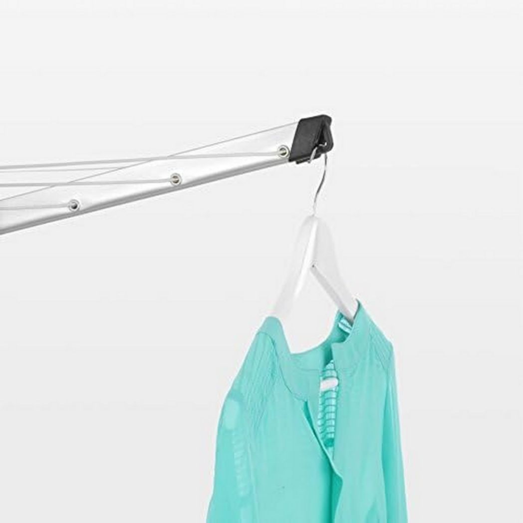 Brabantia - Séchoir à linge Lift-O-Matic - Étendoir à linge d'extérieur - Antidérapant - Résistant aux UV, 60 m - Rotation fluide - Pratique - Douille métallique à planter - Gris métallisé - 295 cm