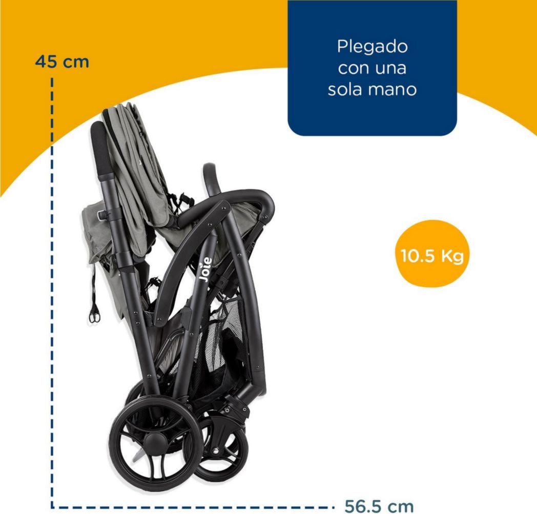 Joie - Evalite™ Duo - Poussette double - Siège arrière inclinable - Pliage facile et compact - Compatible siège auto - Suspension 4 roues - Harnais SoftTouch 5 points - Convient dès la naissance