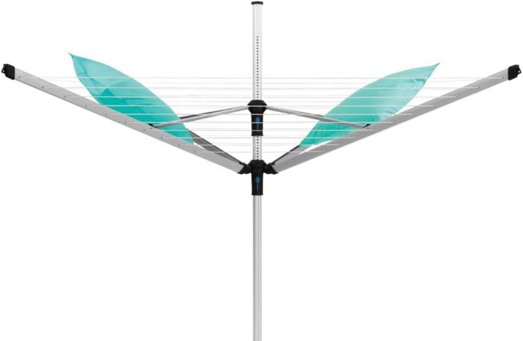 Brabantia - Séchoir à linge Lift-O-Matic - Étendoir à linge d'extérieur - Antidérapant - Résistant aux UV, 60 m - Rotation fluide - Pratique - Douille métallique à planter - Gris métallisé - 295 cm