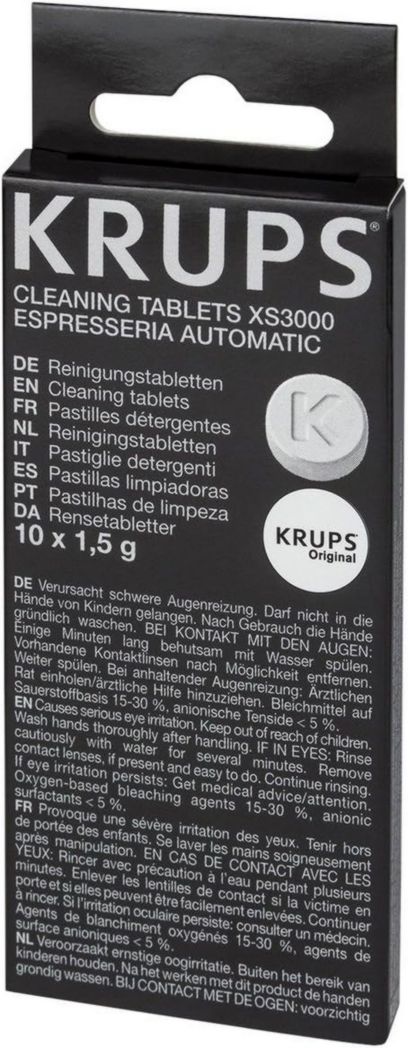KRUPS ESSENTIAL BLACK Machine à café à grains avec moulin à grains Machine à expresso 2 tasses et tablettes de détergent Espresseria Compatible avec Full Auto EA/XP et Rowenta ES Accessoire officiel