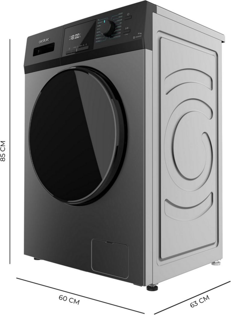 Lave-linge frontal Cecotec Bolero Dresscode 9410 Inverter A 9 kg. Puissance : 1 900 W, 1 400 tr/min réglable, 16 programmes, faible consommation d'énergie, vapeur, stérilisation du linge.