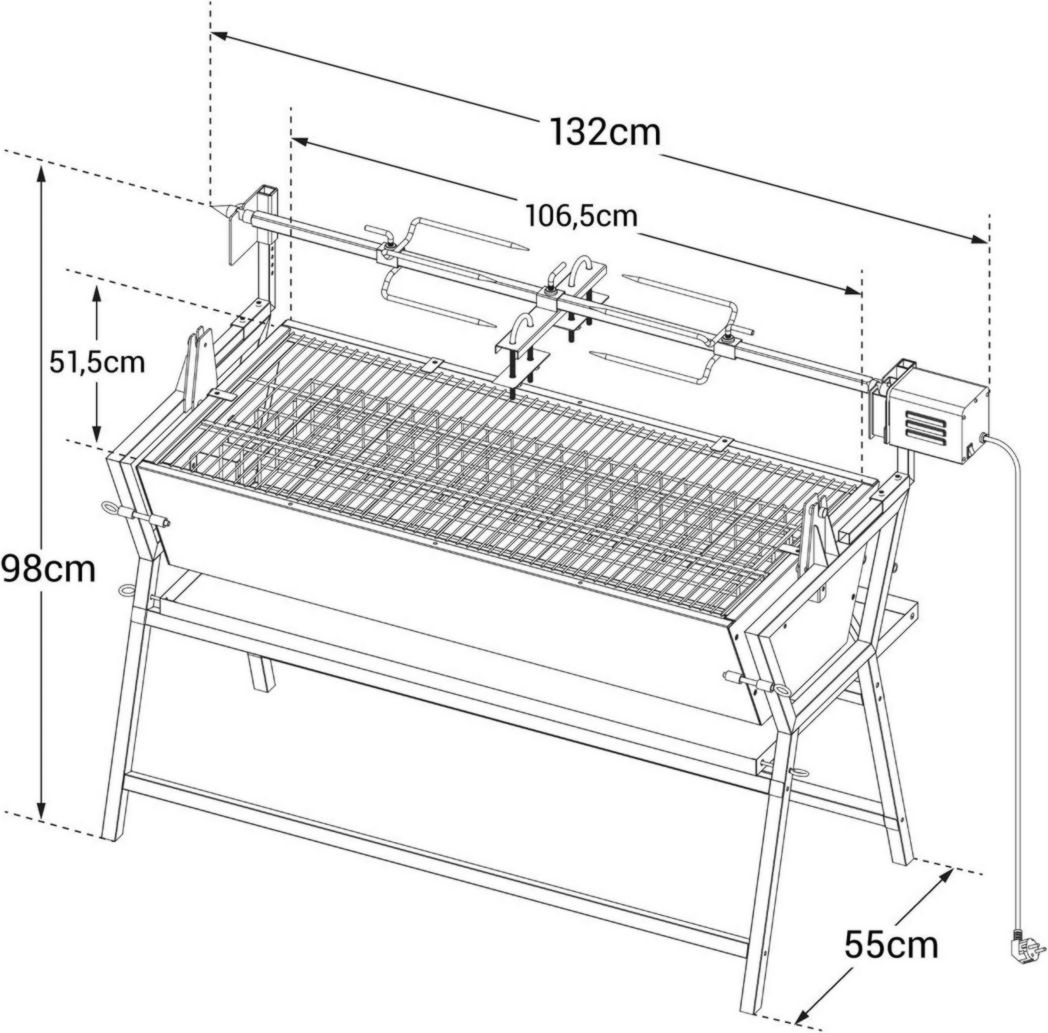 Rôtissoire inclinable Happy Garden Lisboa avec broche électrique
