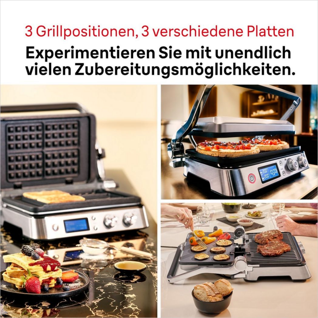 Braun MultiGrill 9 CG 9047, appareil à panini électrique avec plaques de cuisson, cuisson, gaufres, 2 thermostats indépendants, 3 positions de cuisson, plaques lavables au lave-vaisselle, 2 000 W, noir/acier inoxydable
