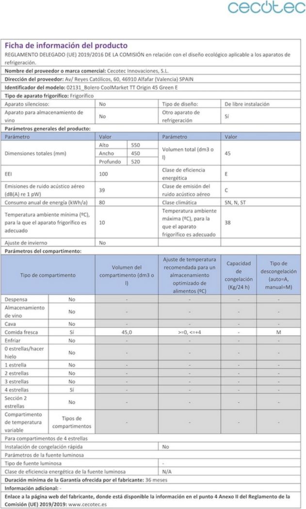 Mini-réfrigérateur Cecotec Bolero CoolMarket TT Origin 45 Rouge. Réfrigérateur de table rétro 45 L, 55 cm de haut, 44,7 cm de large, classe énergétique E, bac à glaçons et poignée chromée, rouge.