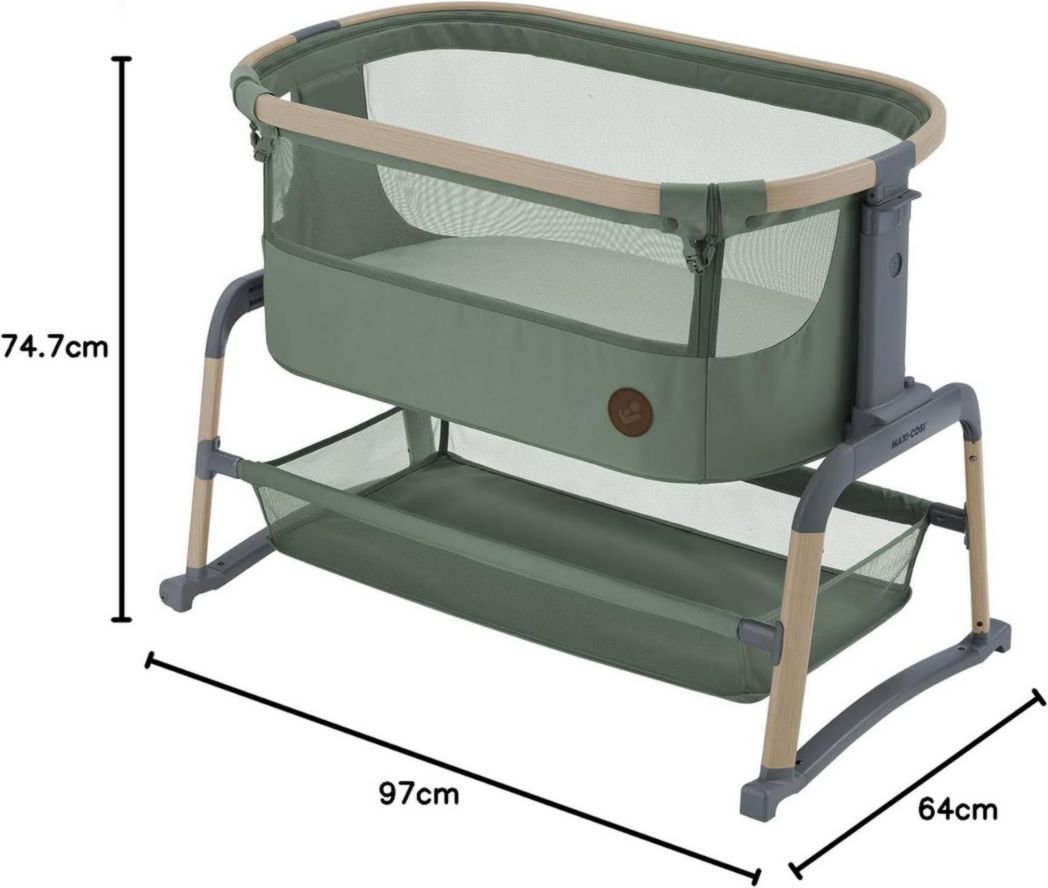 Lit cododo Maxi-Cosi Iora, lit cododo pliable pour bébé, 0-6 mois, 9 kg max, 4 positions d'inclinaison et 5 hauteurs, système coulissant, matelas confort, grand panier, facile à transporter, Essential Graphite