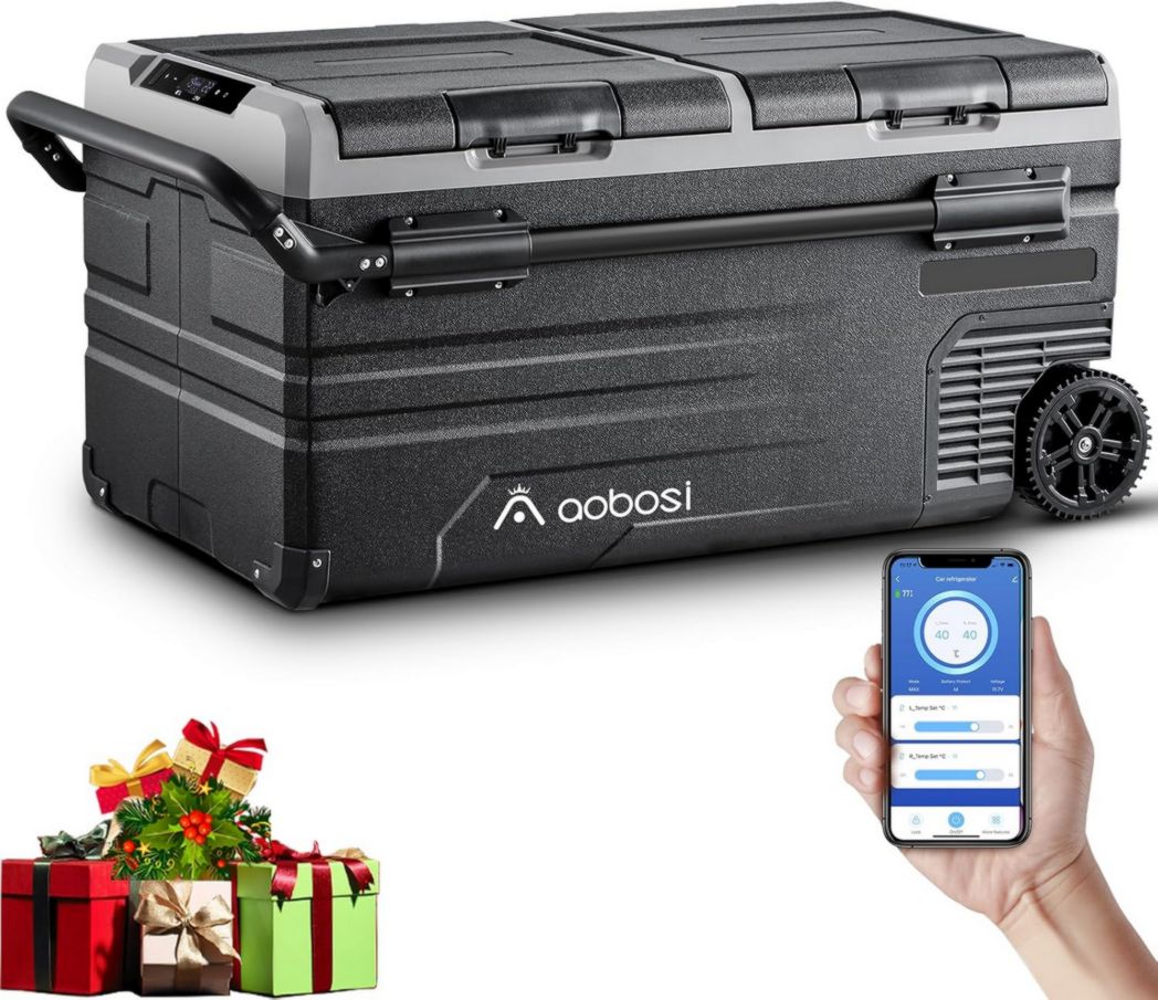 Glacière électrique double zone AAOBOSI 115 L, compresseur WiFi, 12 V/24 V et 100-240 V, pour camping, -20 °C à 20 °C, pour voiture, camion, bateau, camping, caravane, voyage, maison