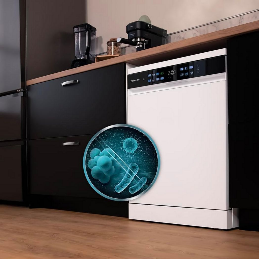 Lave-vaisselle Cecotec 60cm Bolero Aguazero 6700 B Lave-vaisselle blanc, 15 couverts, Classe B, moteur Inverter Plus, O2 Dry, Lavage Dual Zone, Plateau réglable, Turbo Dry+ et Demi-charge.