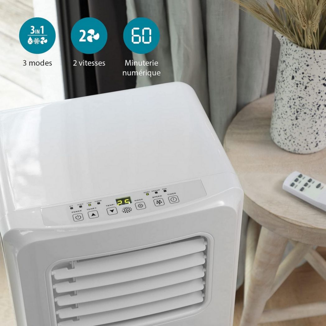 Climatiseur portable Tristar AC-5560, 10 000 BTU et 2,9 kW, fonctions de refroidissement, de déshumidification, de ventilation et de chauffage