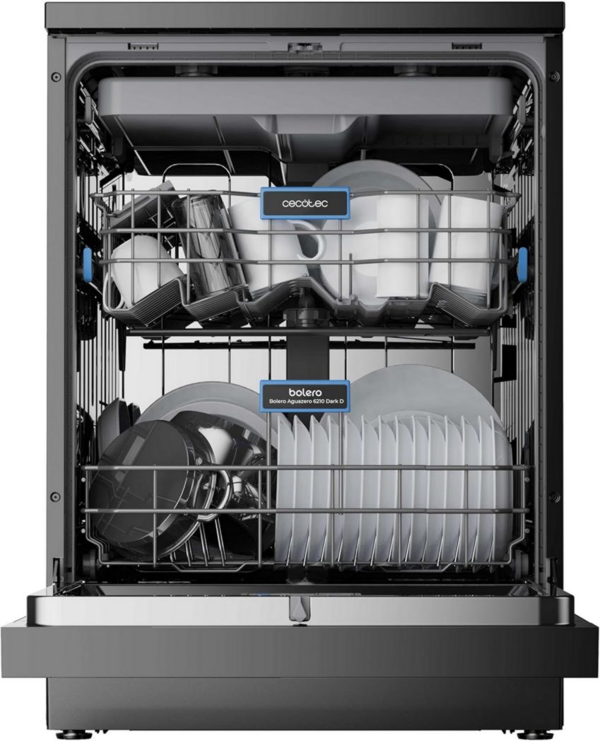 Lave-vaisselle Cecotec 60cm Bolero Aguazero 6700 B Lave-vaisselle blanc, 15 couverts, Classe B, moteur Inverter Plus, O2 Dry, Lavage Dual Zone, Plateau réglable, Turbo Dry+ et Demi-charge.