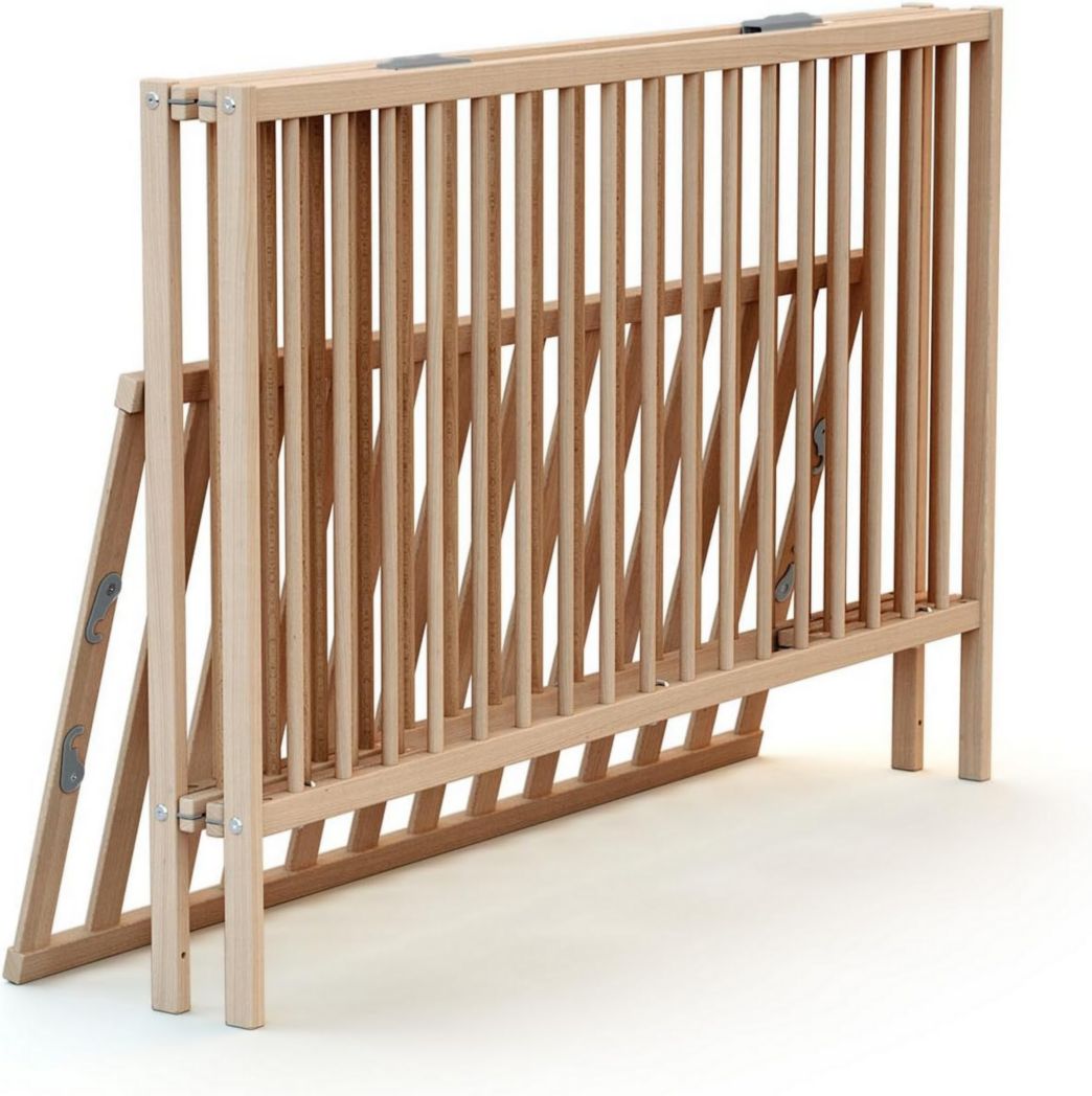 WEBABY - Lit bébé pliant 60 x 120 cm Blanc | Bois massif | Dès la naissance | Confort de couchage | Sommier à lattes | Compact | Transportable | Pliable | Gain de place | Lit de voyage