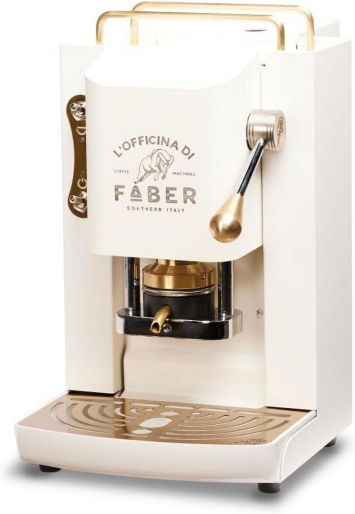 Machines à café Faber | Modèle Pro Total Inox Deluxe | Machine à café à dosettes 44 mm | Pressostat réglable en laiton | Électrovanne standard (laiton)