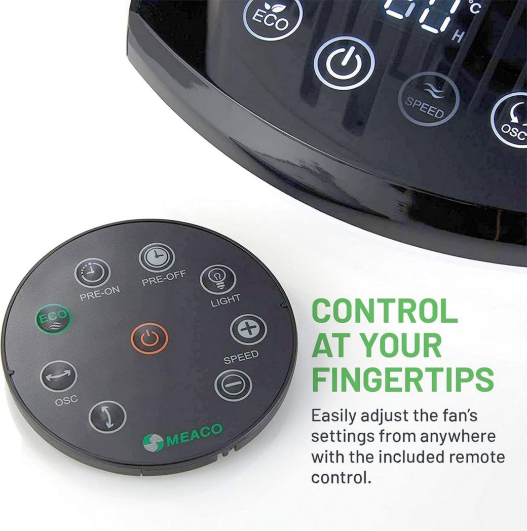 Circulateur d'air Meaco MeacoFan 1056 pour chambre à coucher, ventilateur de bureau, silencieux, économie d'énergie, refroidissement de toute la pièce – Blanc