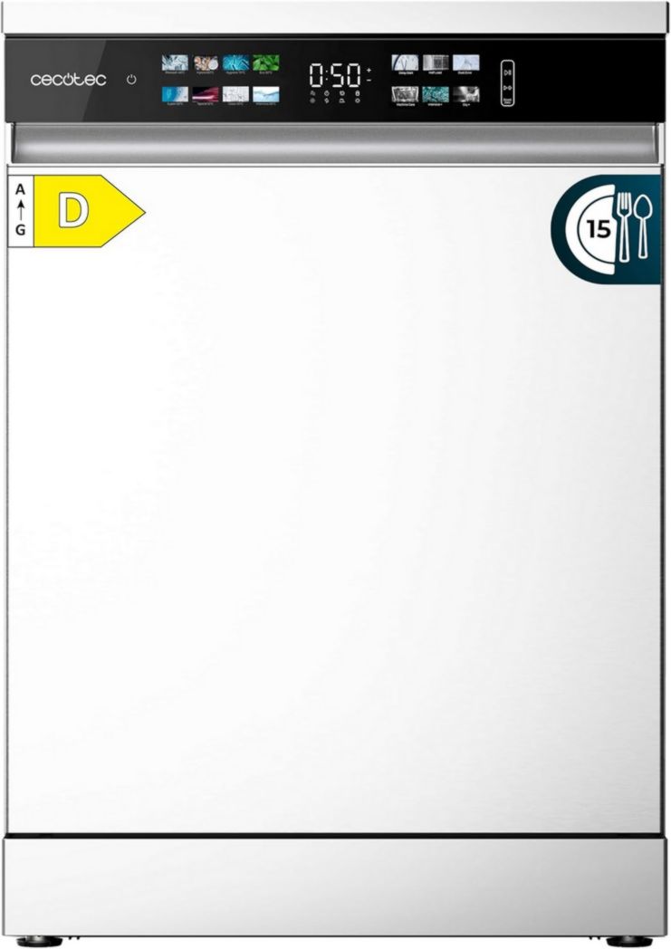 Lave-vaisselle Cecotec 60cm Bolero Aguazero 6700 B Lave-vaisselle blanc, 15 couverts, Classe B, moteur Inverter Plus, O2 Dry, Lavage Dual Zone, Plateau réglable, Turbo Dry+ et Demi-charge.