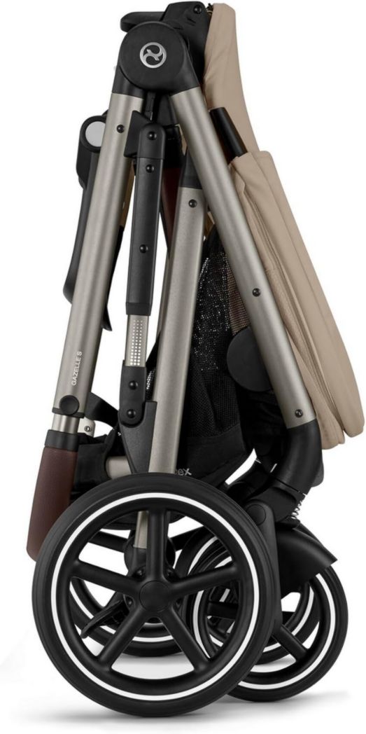 Poussette CYBEX Gold GAZELLE S, de la naissance à environ 4 ans, max. 22 kg (mode simple) / 2 x 22 kg (mode duo), système tout-en-un avec plus de 20 configurations, beige amande