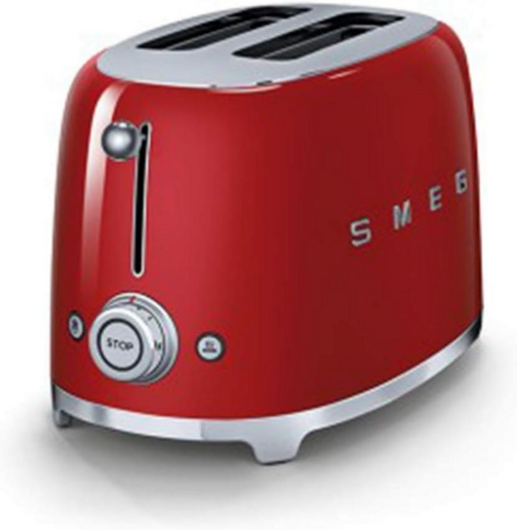 Smeg, Grille-pain 2 tranches TSF01BLEU, 2 fentes 36 mm, 6 niveaux de brunissage, fonctions chauffage, décongélation et bagel, éjection automatique du pain, tiroir ramasse-miettes, 950 W, noir