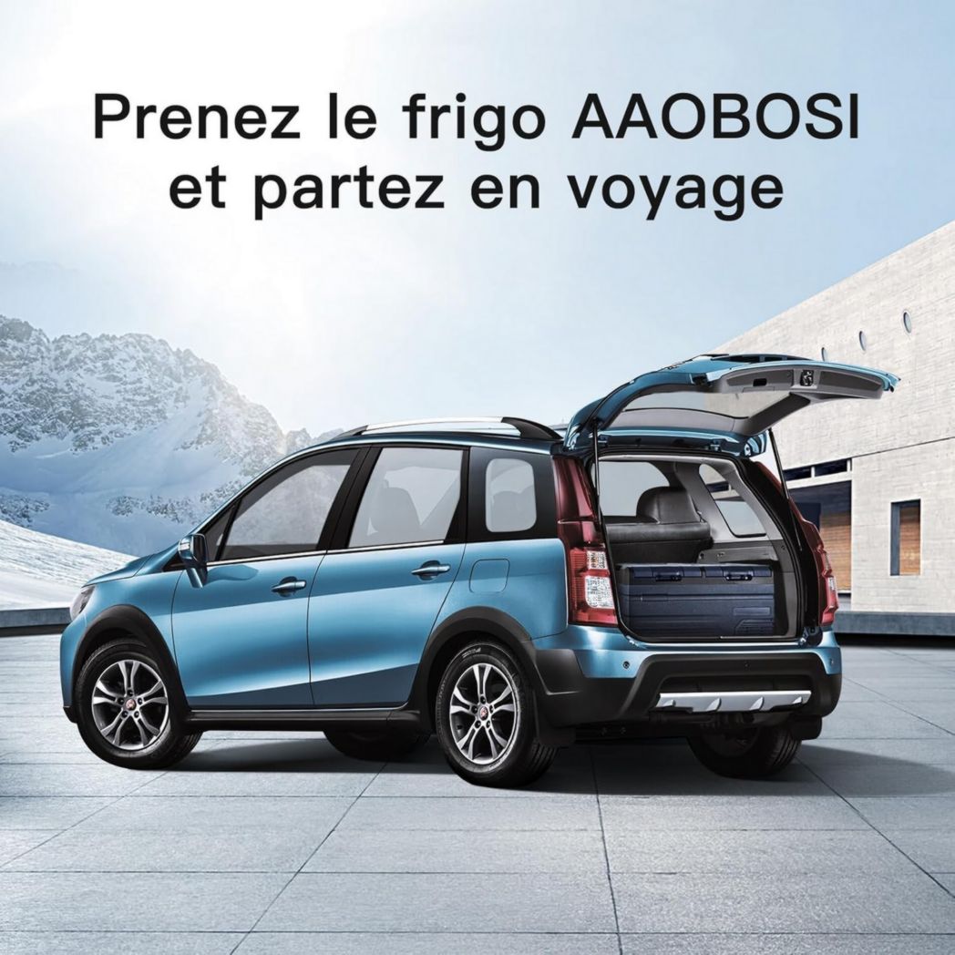 Glacière à compresseur AAOBOSI 46 L, glacière électrique à deux zones, 12 V/24 V et 100-240 V, réfrigérateur de camping, -20 °C à 20 °C, pour voiture, camion, bateau, camping-car