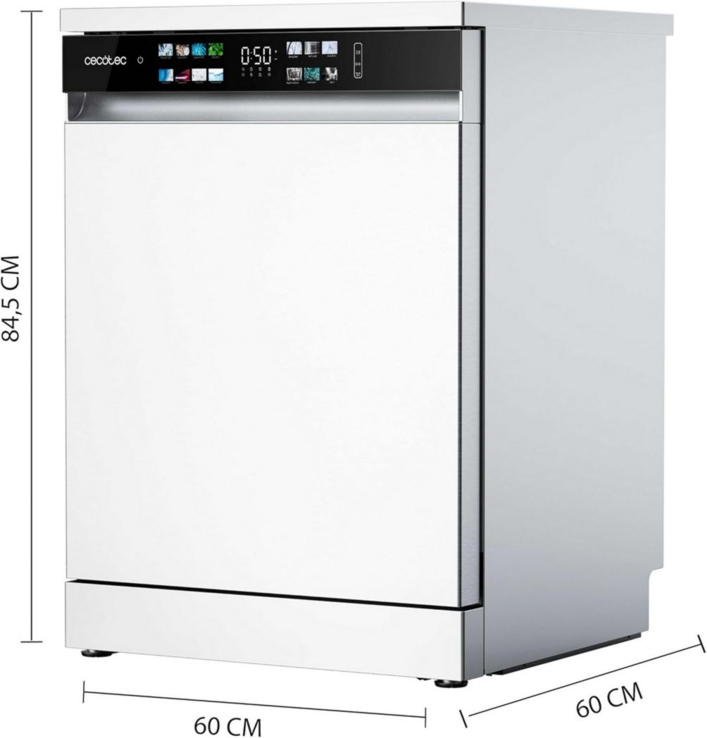 Lave-vaisselle Cecotec 60cm Bolero Aguazero 6700 B Lave-vaisselle blanc, 15 couverts, Classe B, moteur Inverter Plus, O2 Dry, Lavage Dual Zone, Plateau réglable, Turbo Dry+ et Demi-charge.