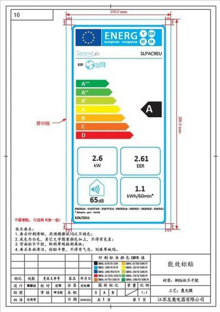 Climatiseur portatif silencieux SereneLife, 9 000 BTU, 3 en 1, avec déshumidificateur intégré, mode ventilateur, télécommande, kit d'extraction complet pour fenêtre, blanc