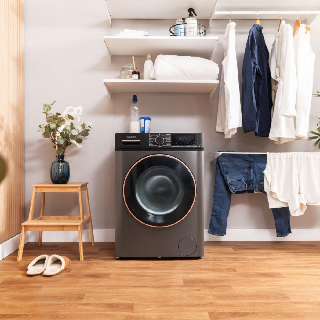 Lave-linge Cecotec 8 kg Bolero DressCode 8610 Inverter Steel A. Chargement frontal, 1400 tr/min, SteamMax, moteur Inverter Plus, 15 programmes, OnSmart, Stop&Go, DrumClean, revêtement antibactérien