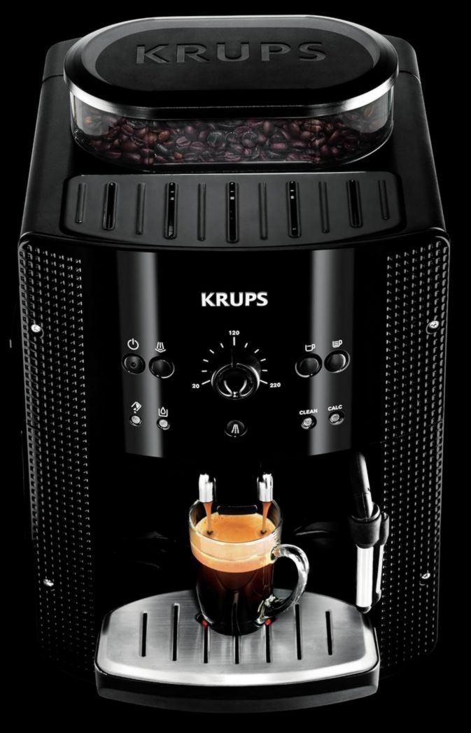 KRUPS ESSENTIAL BLACK Machine à café à grains avec moulin à grains Machine à expresso 2 tasses et tablettes de détergent Espresseria Compatible avec Full Auto EA/XP et Rowenta ES Accessoire officiel