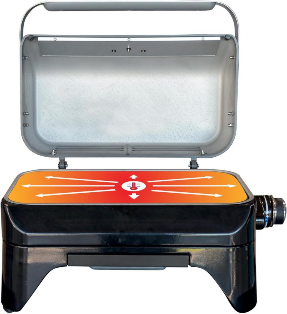 Barbecue électrique de table Campingaz Attitude2go | Barbecue électrique portable d'intérieur et d'extérieur | 2200 W | Grille de cuisson en fonte | 4 personnes | Pour balcon et camping