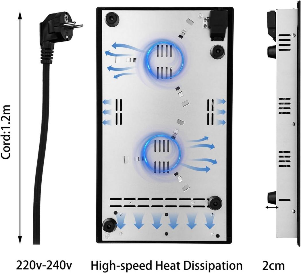 Plaque de cuisson vitrocéramique encastrable 4 feux, WEHIMO 6000W - 59cm - Minuterie, 9 niveaux de puissance, commande tactile, sécurité enfant...