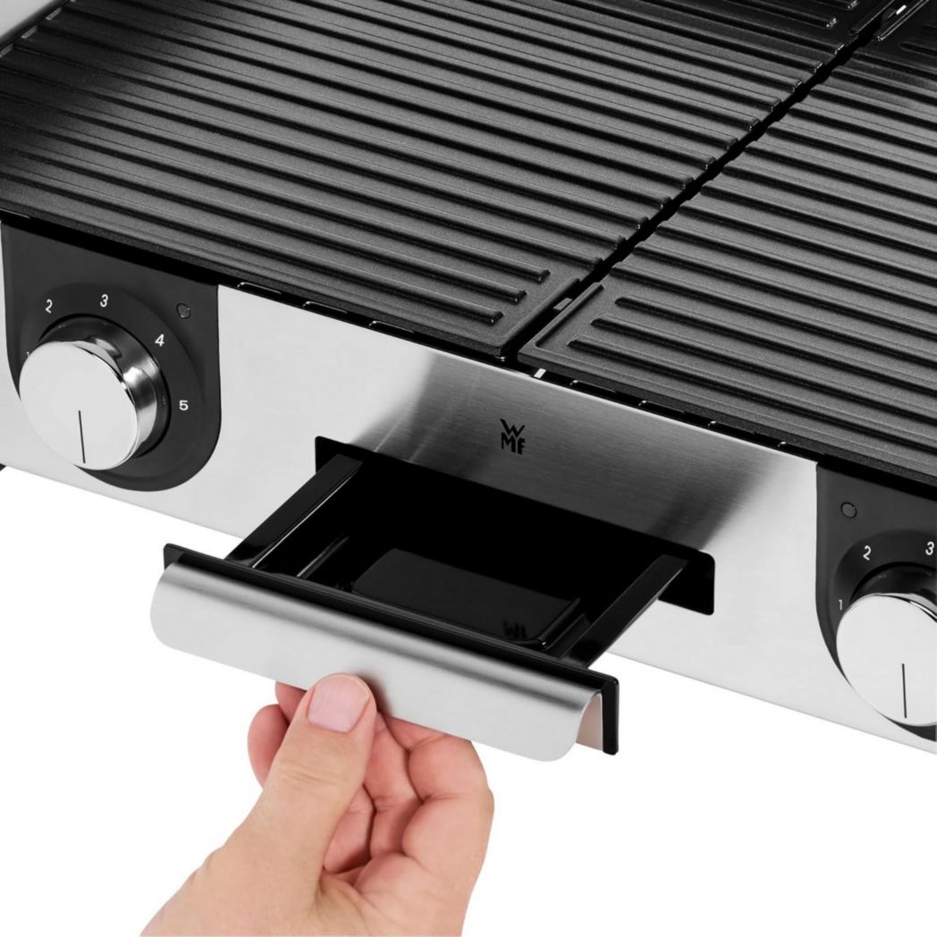 WMF Master-Grill électrique, 2400W, Grande surface 28x50cm, Revêtement antiadhésif, Plaques amovibles lavables au lave-vaisselle, Acier inoxydable Cromargan 18/10, Lono 0415280011
