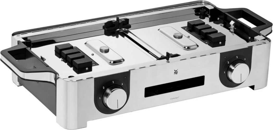 WMF Master-Grill électrique, 2400W, Grande surface 28x50cm, Revêtement antiadhésif, Plaques amovibles lavables au lave-vaisselle, Acier inoxydable Cromargan 18/10, Lono 0415280011