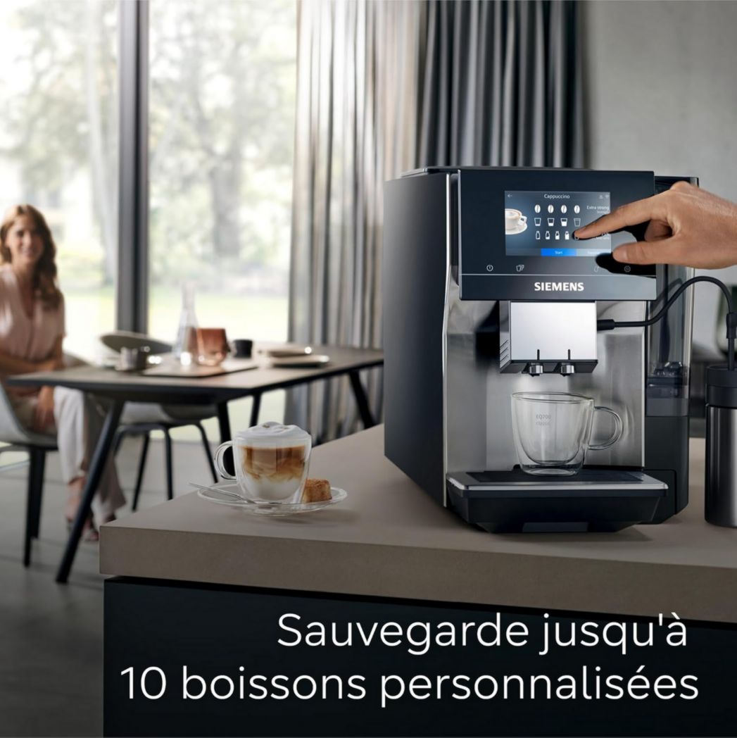 SIEMENS, machine à café à grains entièrement automatique, EQ700, écran iSelect, coffeeWorld, avec Cold Brew et Slow Brew, cappuccinatore, Home Connect, gris anthracite, TP715R01 classic