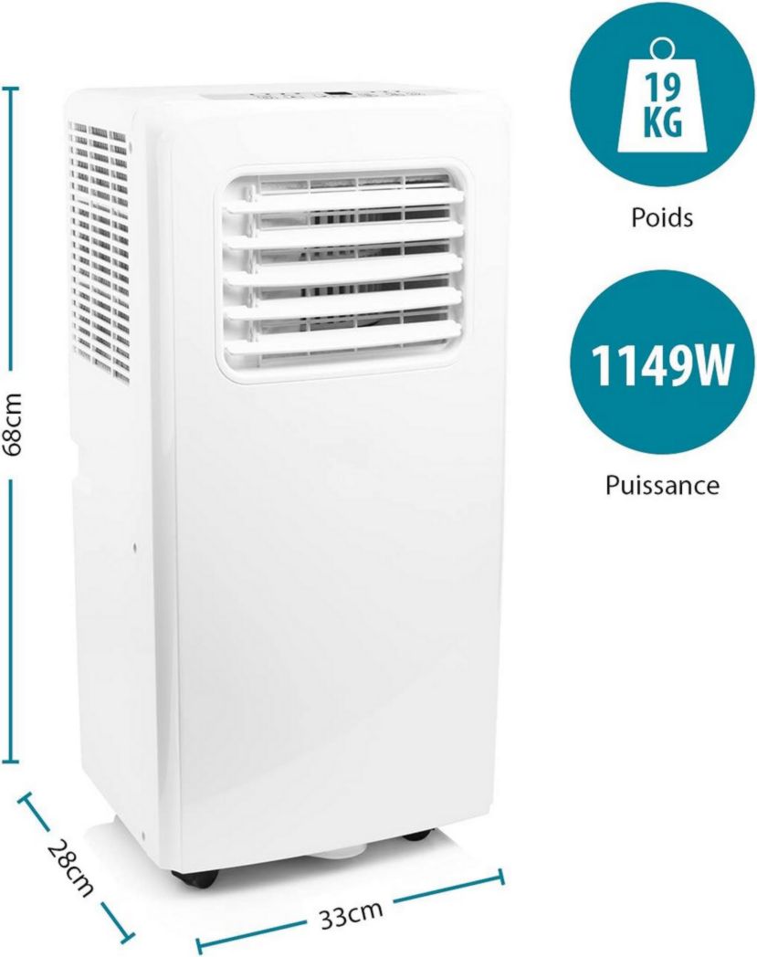 Climatiseur portable Tristar AC-5560, 10 000 BTU et 2,9 kW, fonctions de refroidissement, de déshumidification, de ventilation et de chauffage