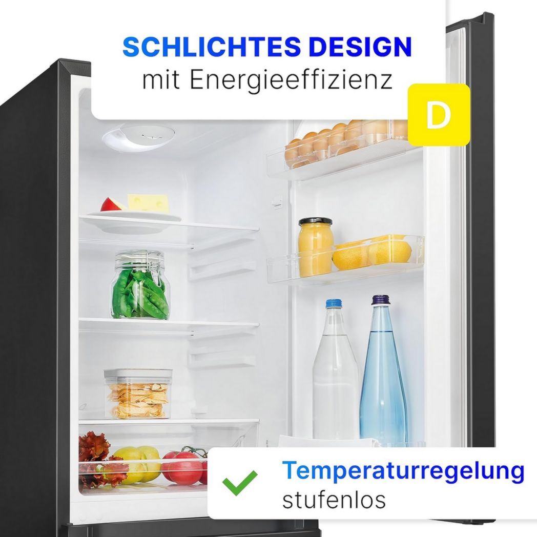 Réfrigérateur et congélateur Bomann 175L Noir KG322-1-noir, Capacité nette : 175 litres, Contrôle de température en continu, Charnières de porte à droite, interchangeables, Pieds réglables