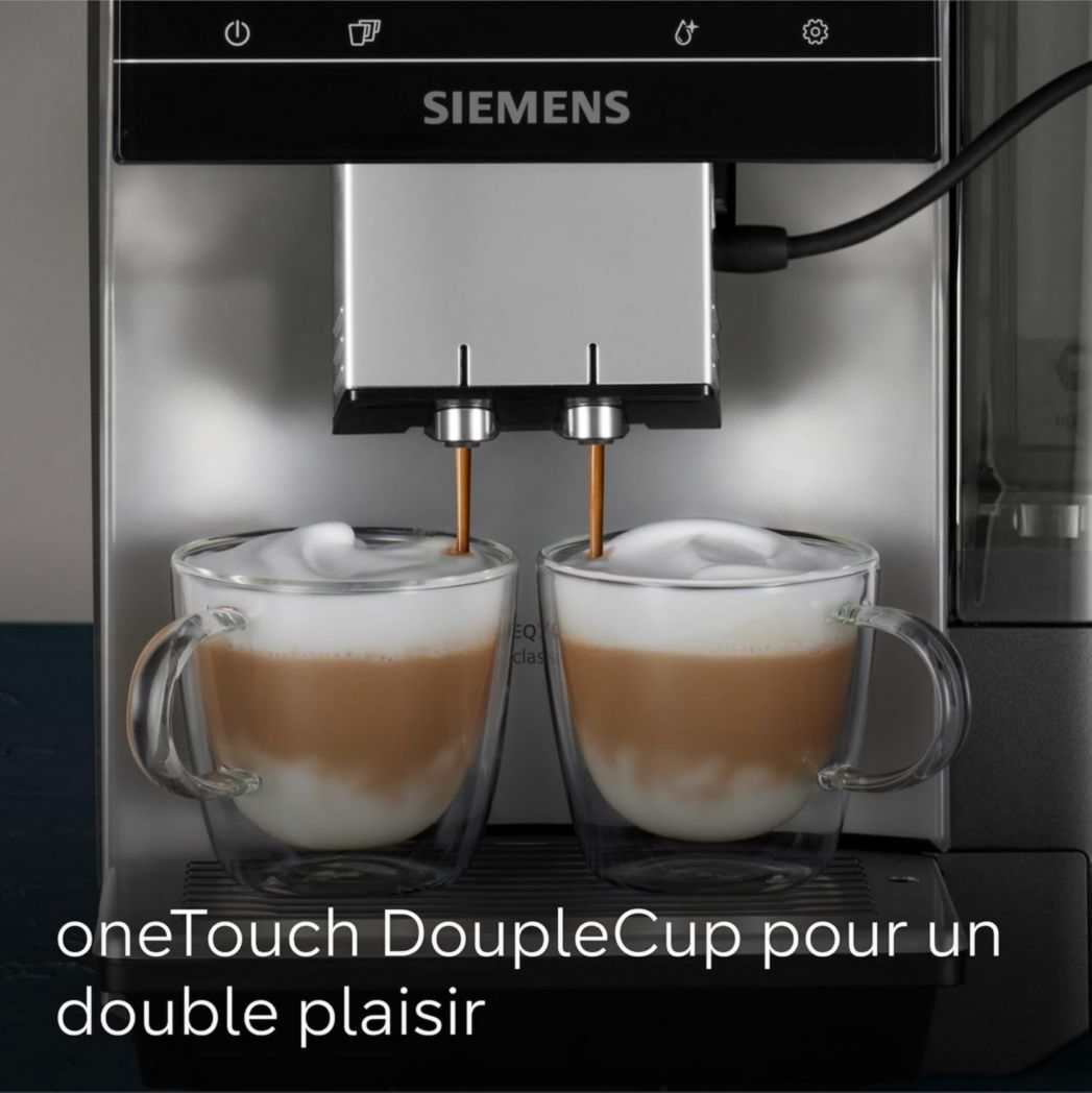 SIEMENS, machine à café à grains entièrement automatique, EQ700, écran iSelect, coffeeWorld, avec Cold Brew et Slow Brew, cappuccinatore, Home Connect, gris anthracite, TP715R01 classic