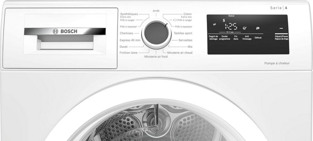 Sèche-linge thermopompe Bosch WTH83V13FR - Série 4-8 kg - 112 L - Design anti-vibrations - Blanc