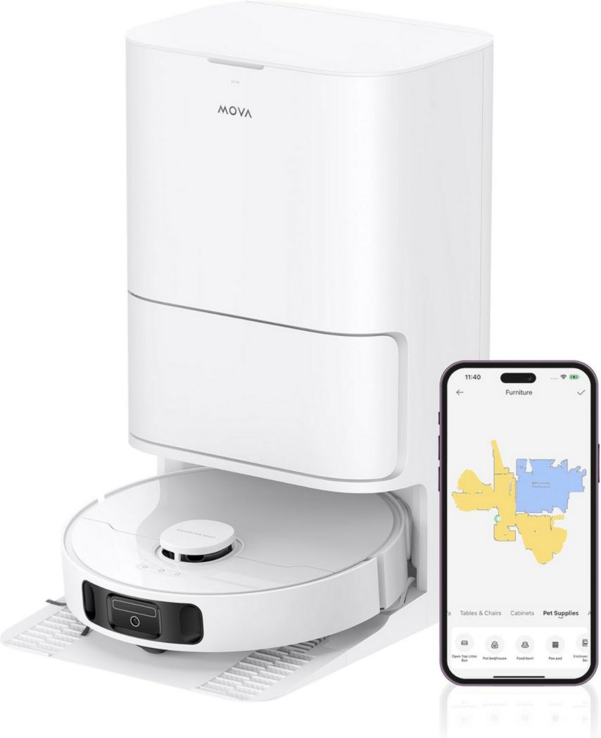 Aspirateur robot MOVA E30 Ultra avec vidage automatique, nettoyage automatique des serpillères, technologie RoboSwing, élévation de la serpillère de 10,5 mm, aspiration 7 000 Pa