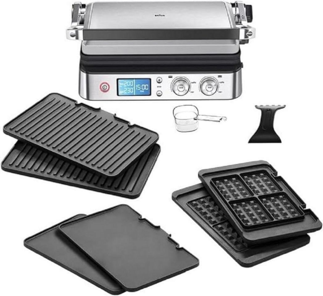 Braun MultiGrill 9 CG 9047, appareil à panini électrique avec plaques de cuisson, cuisson, gaufres, 2 thermostats indépendants, 3 positions de cuisson, plaques lavables au lave-vaisselle, 2 000 W, noir/acier inoxydable