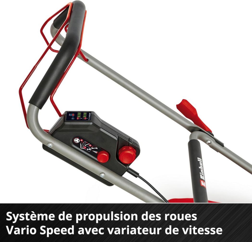 Tondeuse à gazon professionnelle sans fil Einhell GP-CM 36/47 S HW Li Power X-Change (36 V, largeur de coupe 47 cm, autotractée, moteur sans balais) Livrée avec 4 batteries 4,0 Ah et 2 chargeurs doubles